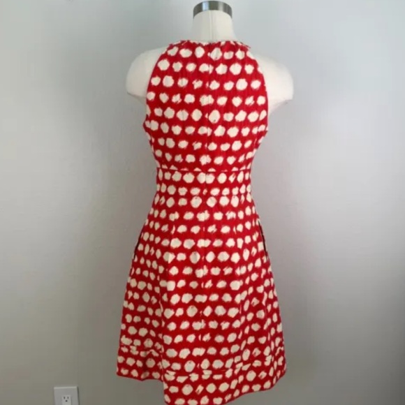 Eliza J Redish/Orange & White Polka Dot Sleeveless A-Line Dress W/Silver Belt 8 - Picture 6 of 16